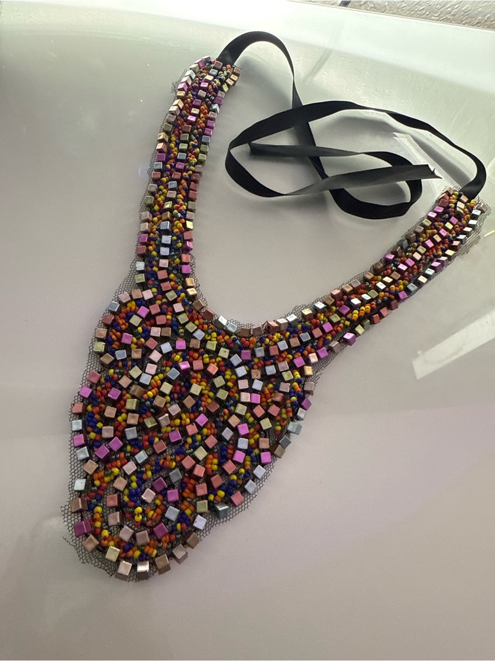 Beaded Multicolor Statement Bib Necklace - Unbranded
